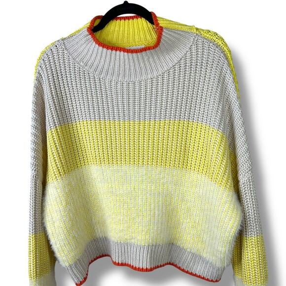 Bucket List Free People Sunbrite Yellow Multi Chunky Knit Turtleneck Sweater - Picture 9 of 12